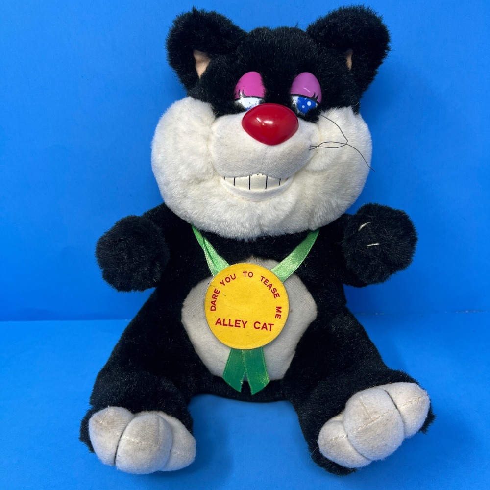 Alley‎ Cat Vintage Plush Medium Black White Dare You To Tease Me 1997